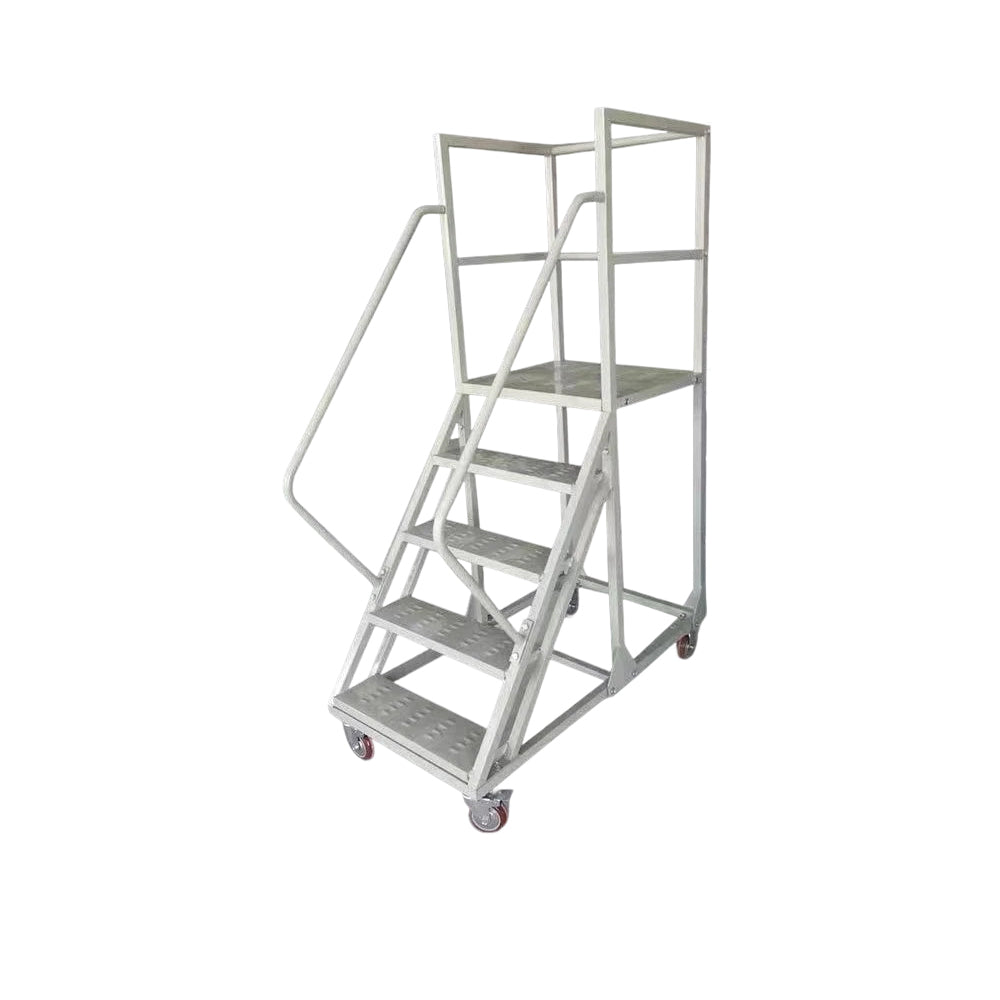 GROVIA 130cm Platform Height  5-step Ladder With Wheels Warehouse Staircase