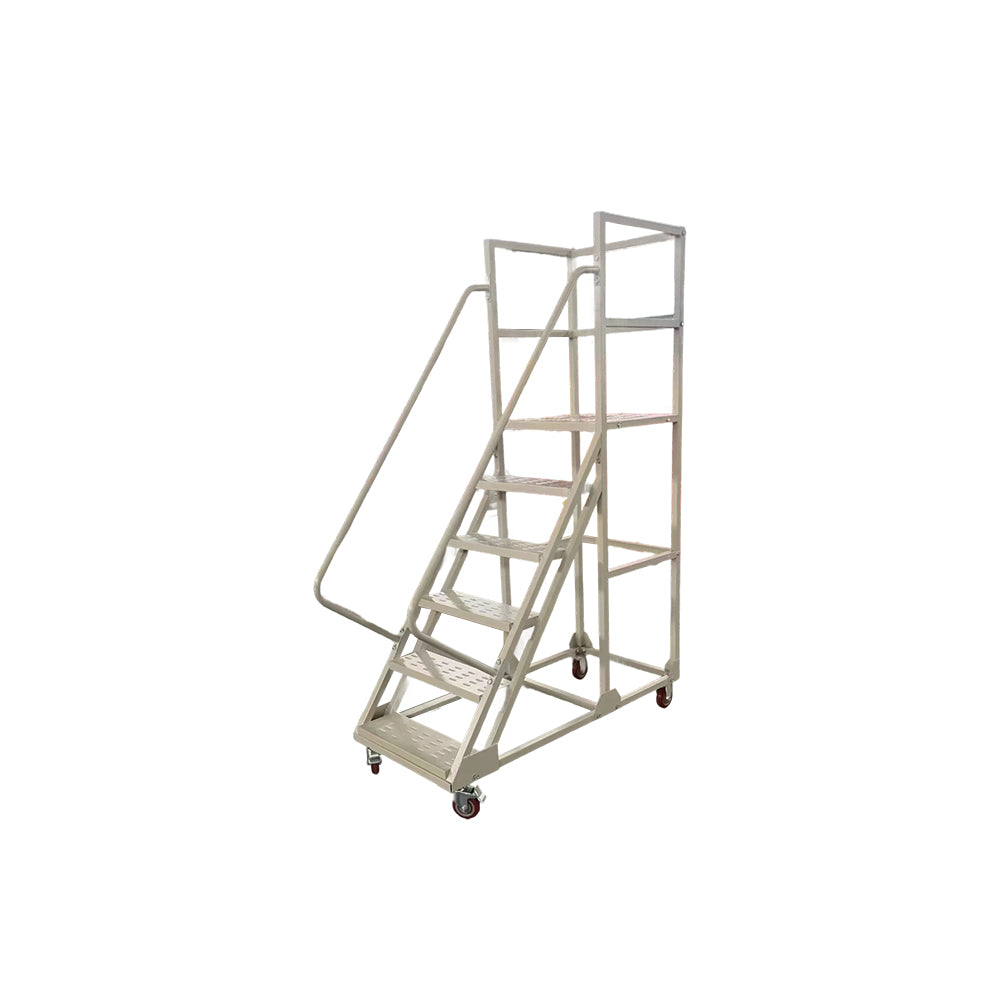 GROVIA 150cm Platform Height  6-step Ladder With Wheels Warehouse Staircase