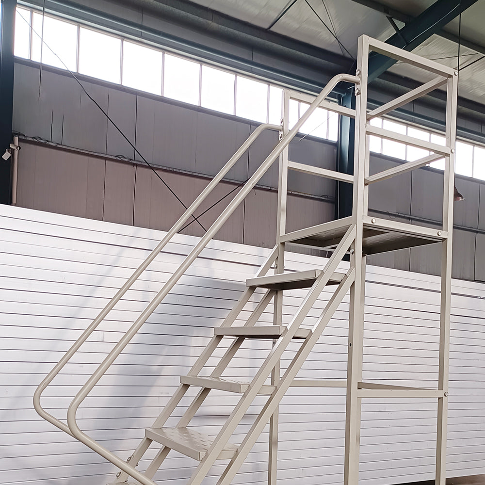 GROVIA 180cm Platform Height 7-step Ladder With Wheels Warehouse Staircase