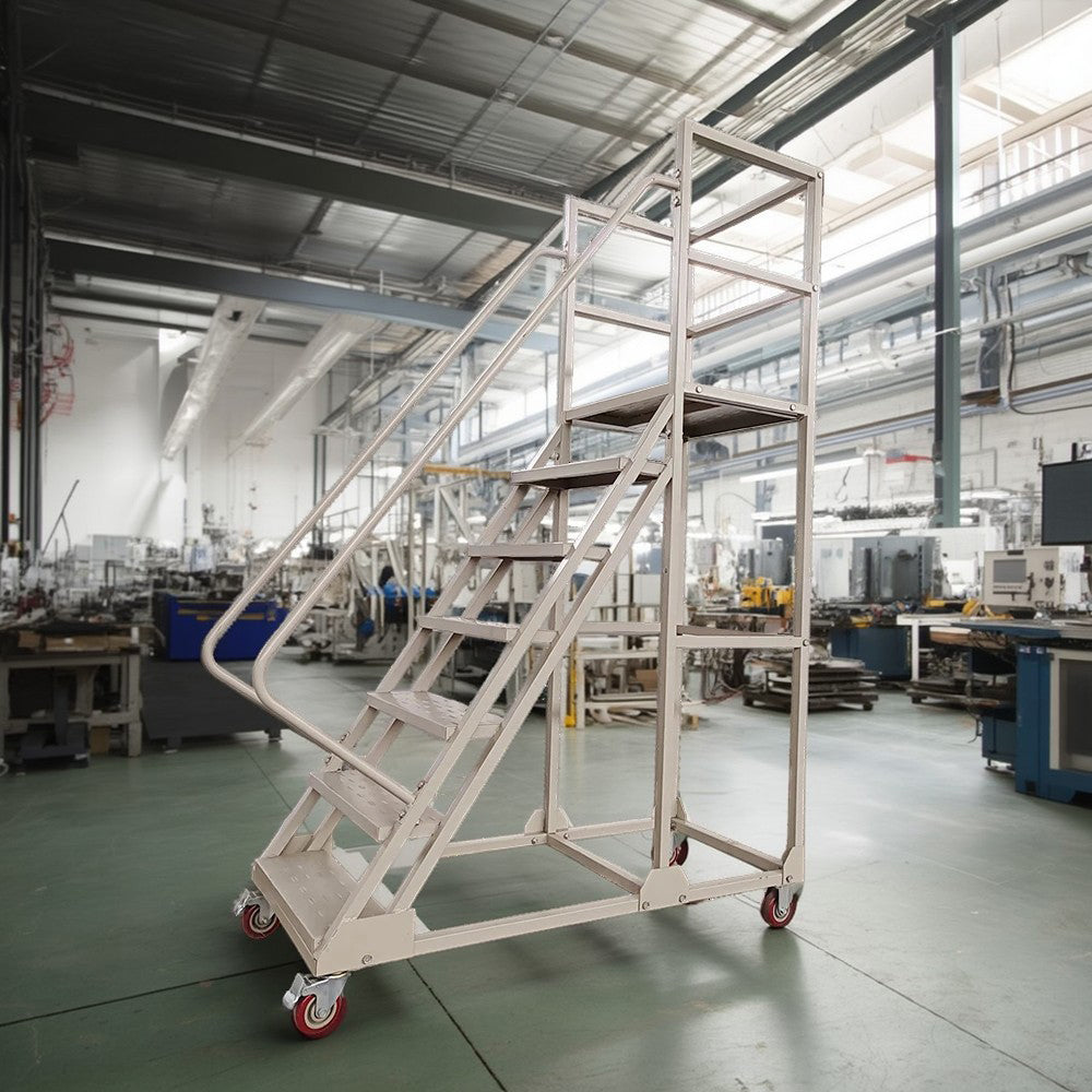 GROVIA 180cm Platform Height 7-step Ladder With Wheels Warehouse Staircase