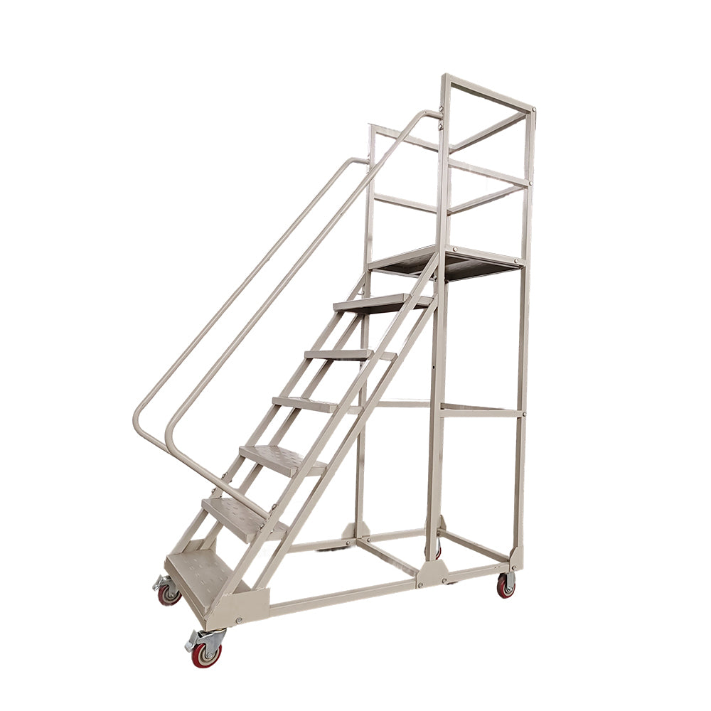 GROVIA 180cm Platform Height 7-step Ladder With Wheels Warehouse Staircase