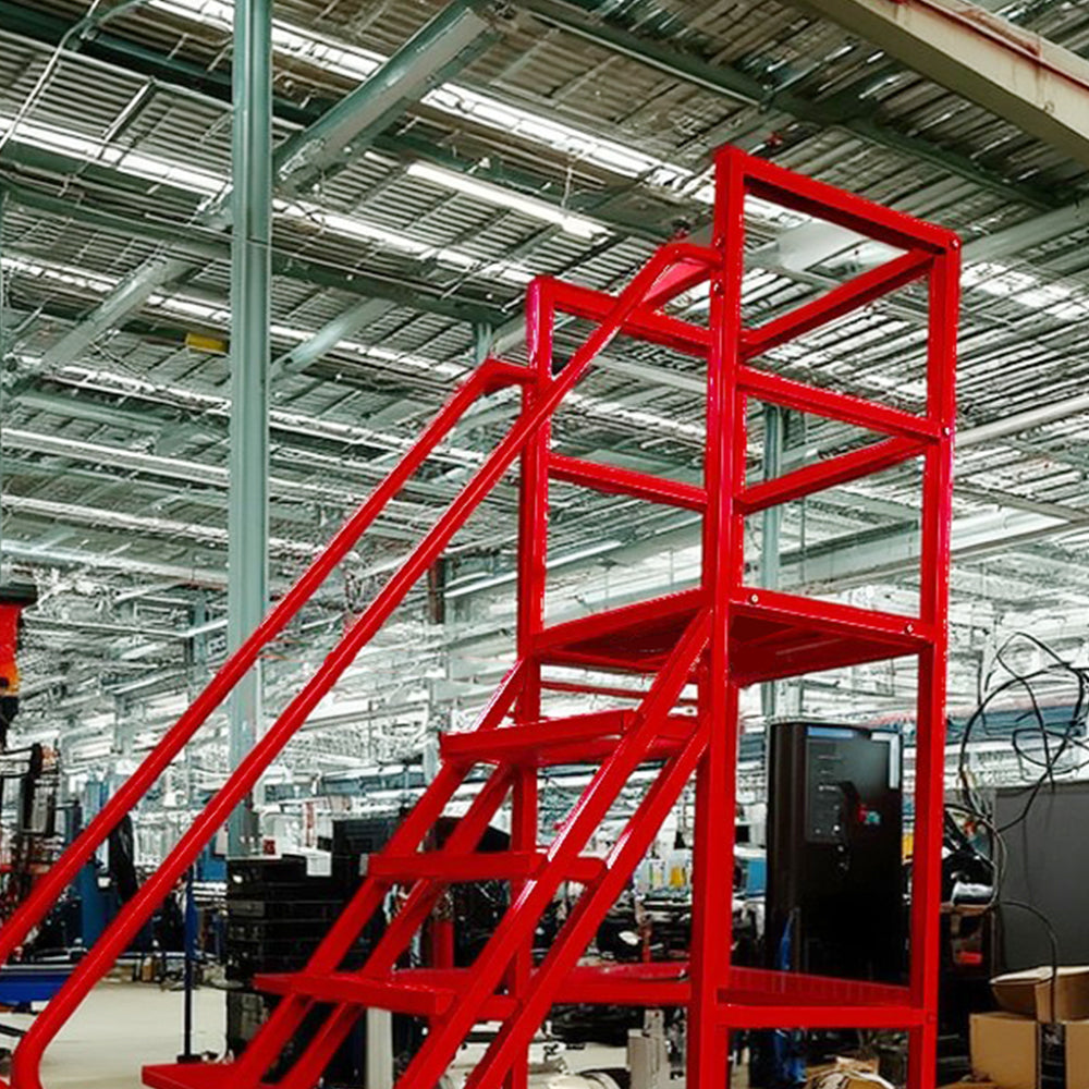 GROVIA 180cm Platform Height 7-step Ladder With Wheels Warehouse Staircase