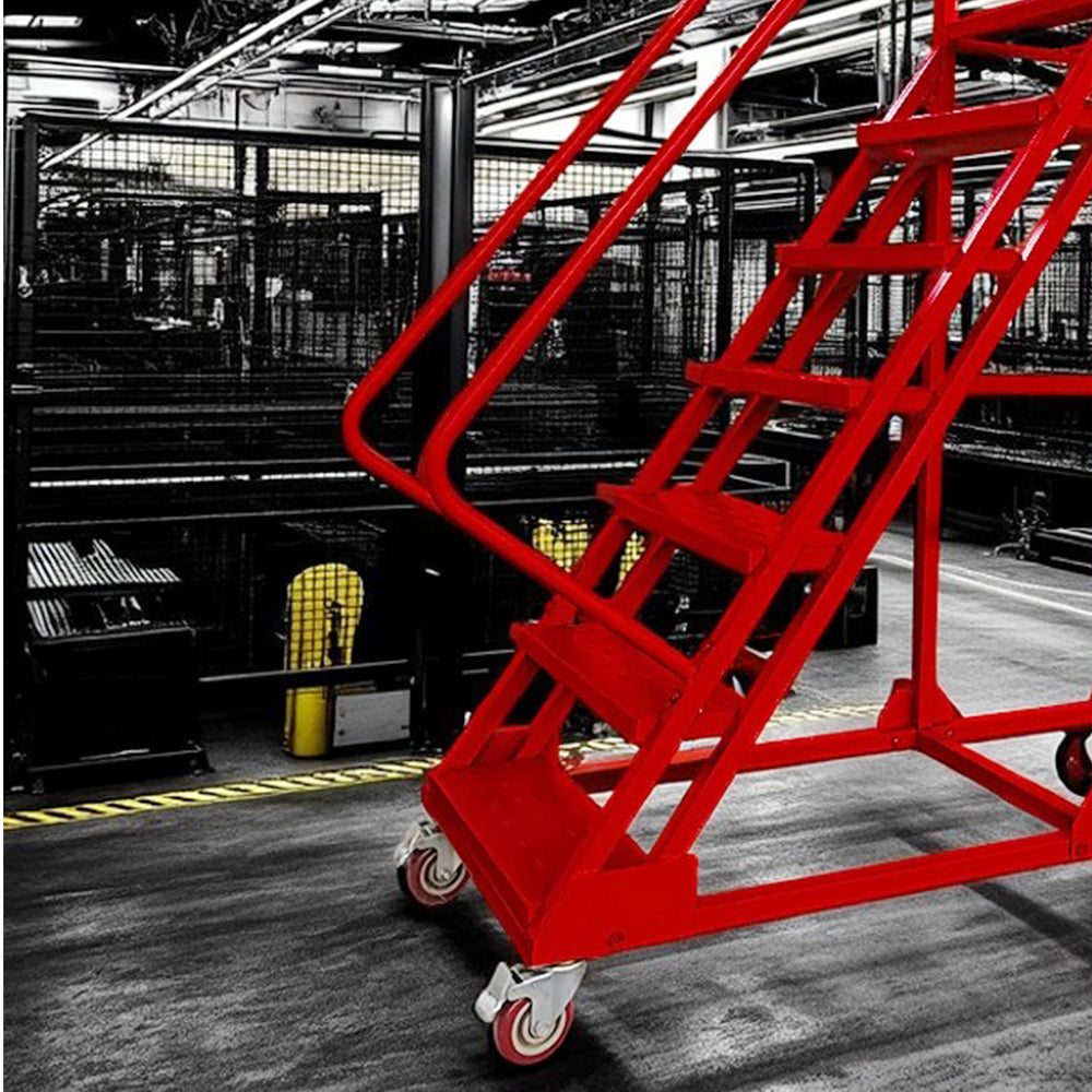 GROVIA 180cm Platform Height 7-step Ladder With Wheels Warehouse Staircase