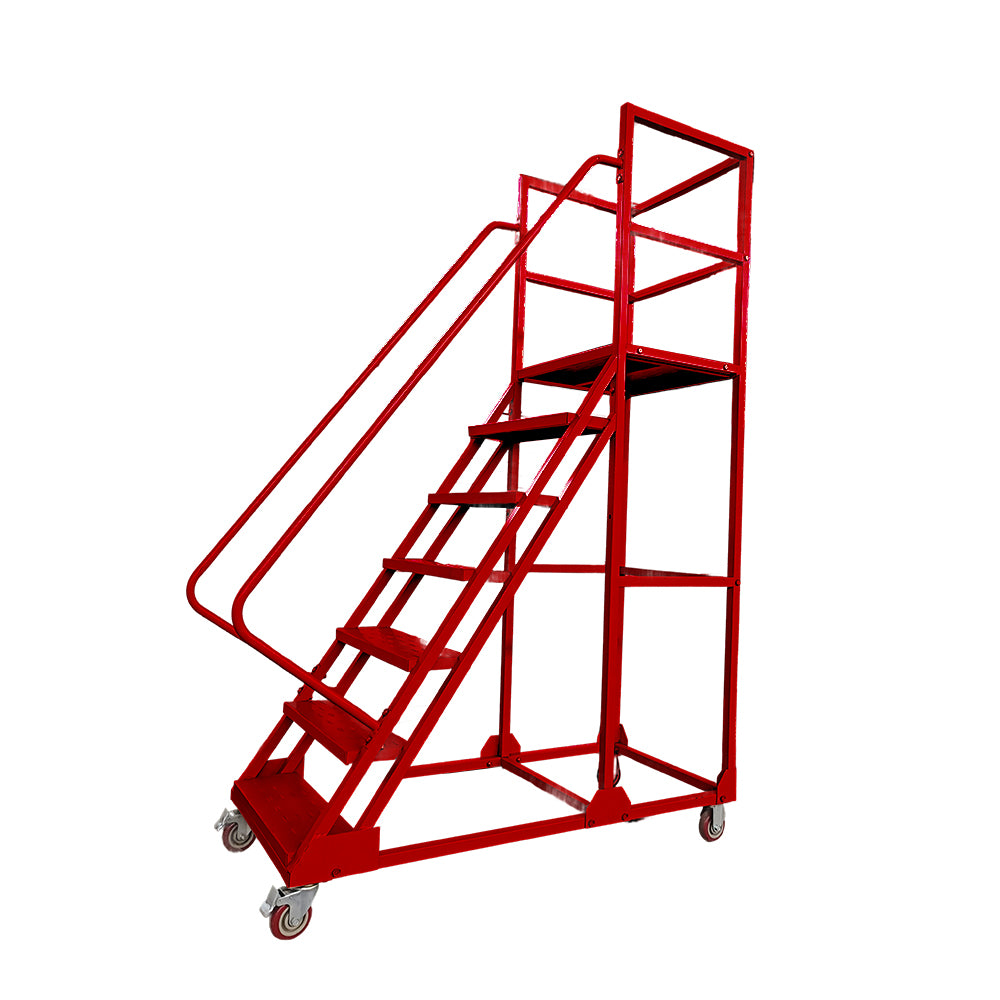 GROVIA 180cm Platform Height 7-step Ladder With Wheels Warehouse Staircase