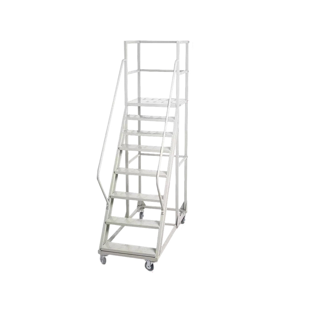 GROVIA 200cm Platform Height 8-step Ladder With Wheels Warehouse Staircase