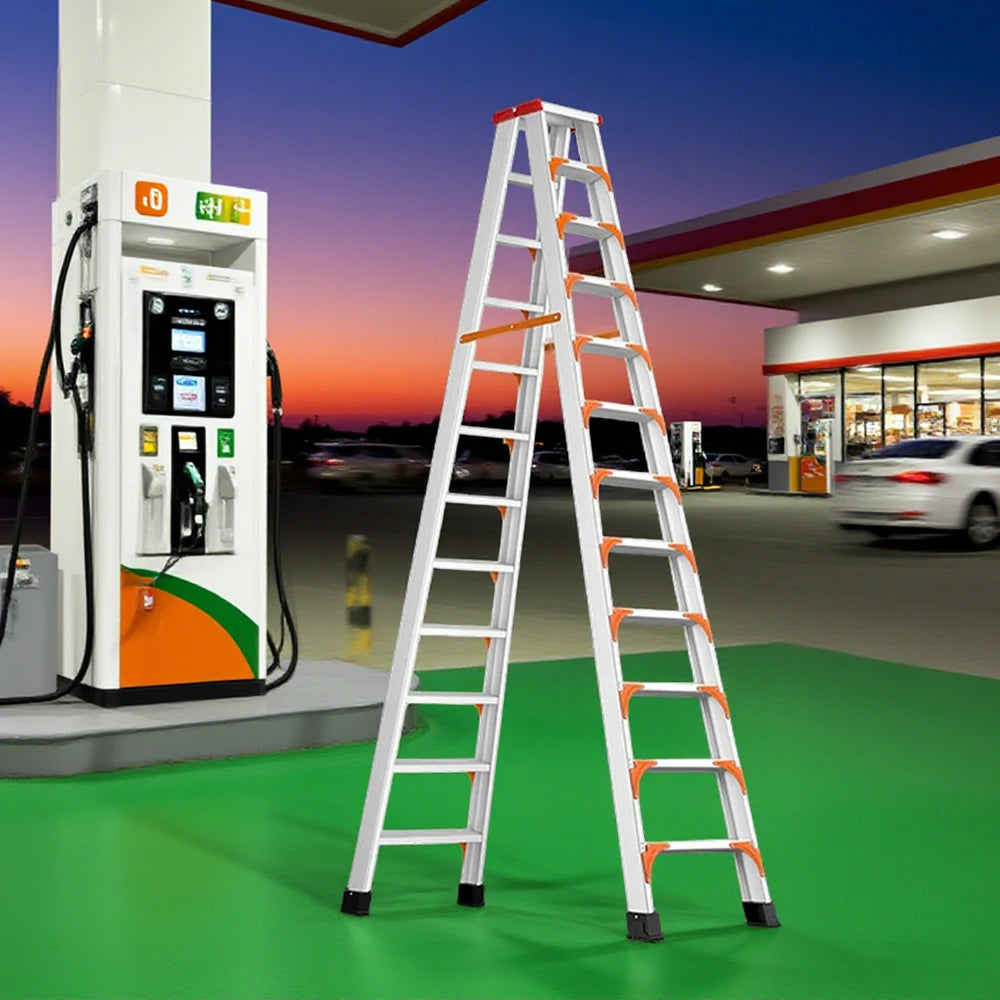 GROVIA 4/5/6-Step Aluminum Alloy Folding Ladder - 15cm Wide Non-Slip Pedal, Safety Straps, Anti-Slip Feet