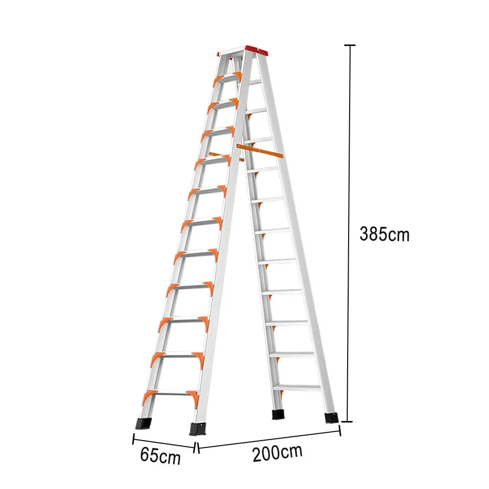 GROVIA 4/5/6-Step Aluminum Alloy Folding Ladder - 15cm Wide Non-Slip Pedal, Safety Straps, Anti-Slip Feet