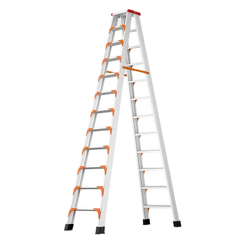 GROVIA 4/5/6-Step Aluminum Alloy Folding Ladder - 15cm Wide Non-Slip Pedal, Safety Straps, Anti-Slip Feet