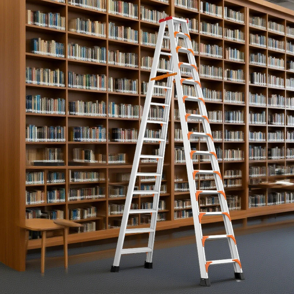 GROVIA 4/5/6-Step Aluminum Alloy Folding Ladder - 15cm Wide Non-Slip Pedal, Safety Straps, Anti-Slip Feet