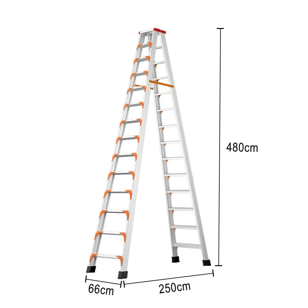 GROVIA 4/5/6-Step Aluminum Alloy Folding Ladder - 15cm Wide Non-Slip Pedal, Safety Straps, Anti-Slip Feet
