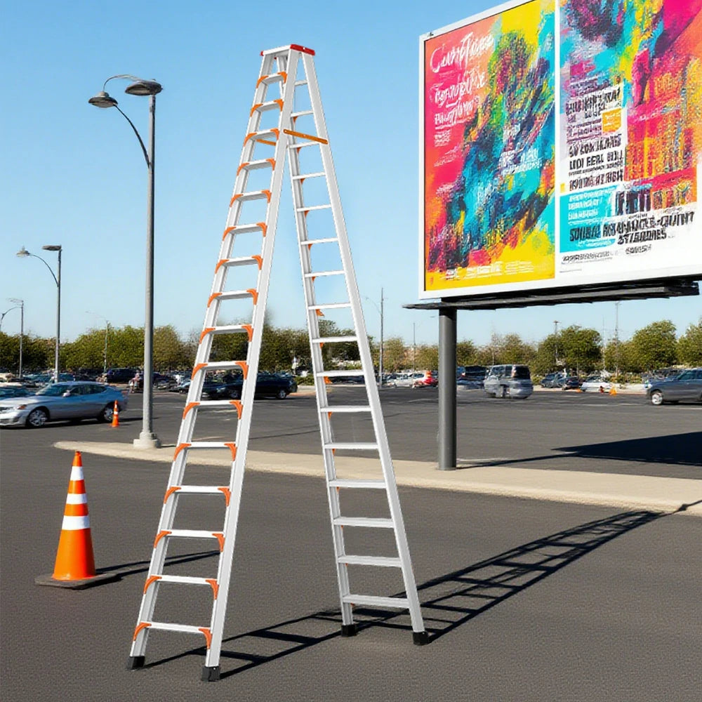 GROVIA 4/5/6-Step Aluminum Alloy Folding Ladder - 15cm Wide Non-Slip Pedal, Safety Straps, Anti-Slip Feet