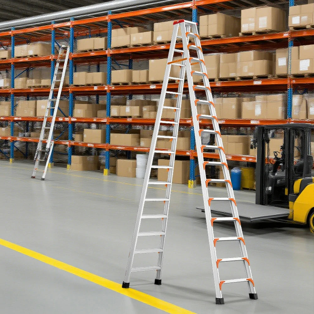 GROVIA 4/5/6-Step Aluminum Alloy Folding Ladder - 15cm Wide Non-Slip Pedal, Safety Straps, Anti-Slip Feet