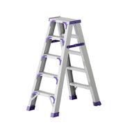 GROVIA 4/5/6-Step Aluminium Folding Ladder - 14.5cm Thick, 15cm Wide Pedal, Anti-Slip Feet - Purple