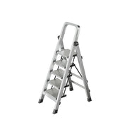 GROVIA 5/6/7/8-Step Aluminium Folding Ladder - 6cm Slim Design, 18cm Wide Non-Slip Pedal, Anti-Slip Feet - Silver