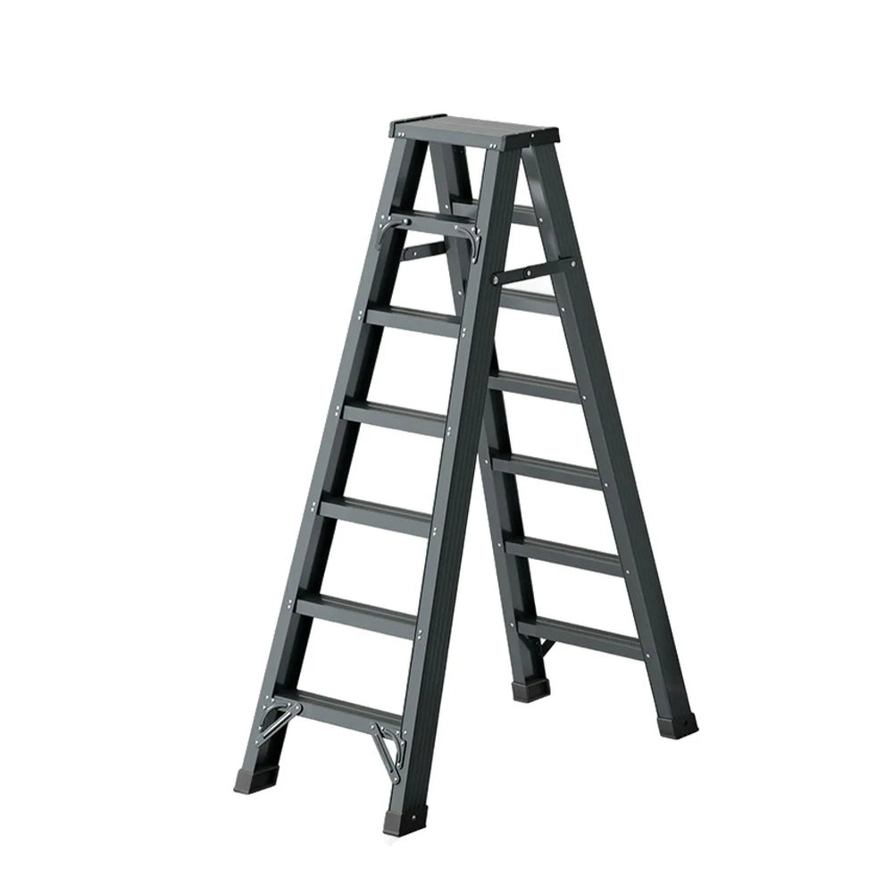 GROVIA 7/8/10-Step Aluminium Folding Ladder - 14.5cm Thick, 15cm Wide Pedal, Anti-Slip Feet - Purple