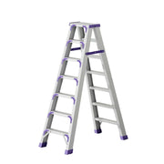 GROVIA 7/8/10-Step Aluminium Folding Ladder - 14.5cm Thick, 15cm Wide Pedal, Anti-Slip Feet - Purple