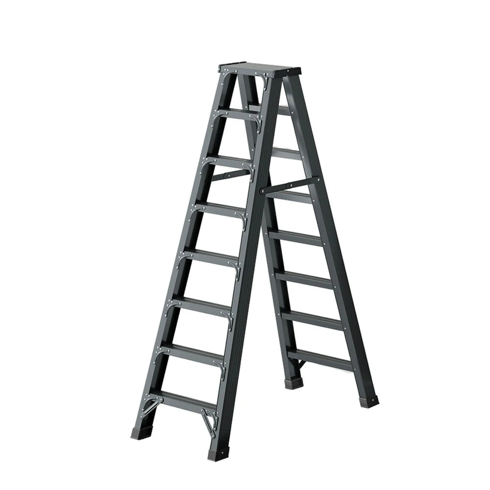 GROVIA 7/8/10-Step Aluminium Folding Ladder - 14.5cm Thick, 15cm Wide Pedal, Anti-Slip Feet - Purple