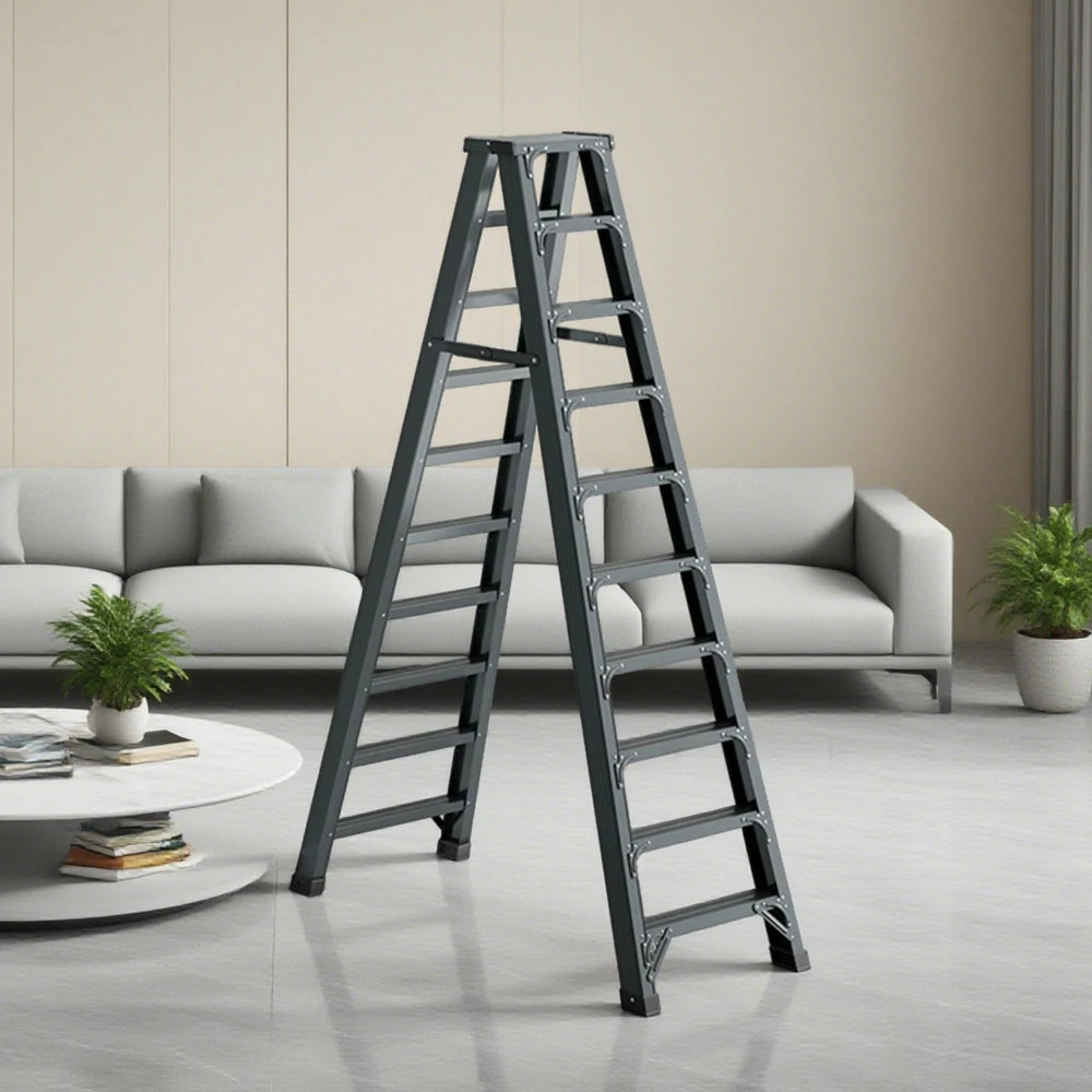 GROVIA 7/8/10-Step Aluminium Folding Ladder - 14.5cm Thick, 15cm Wide Pedal, Anti-Slip Feet - Purple