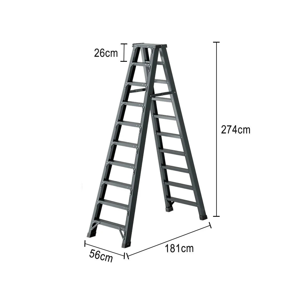 GROVIA 7/8/10-Step Aluminium Folding Ladder - 14.5cm Thick, 15cm Wide Pedal, Anti-Slip Feet - Purple
