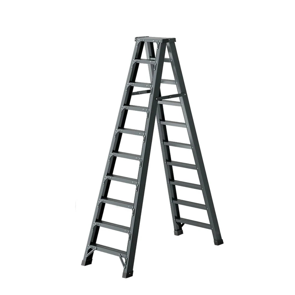 GROVIA 7/8/10-Step Aluminium Folding Ladder - 14.5cm Thick, 15cm Wide Pedal, Anti-Slip Feet - Purple