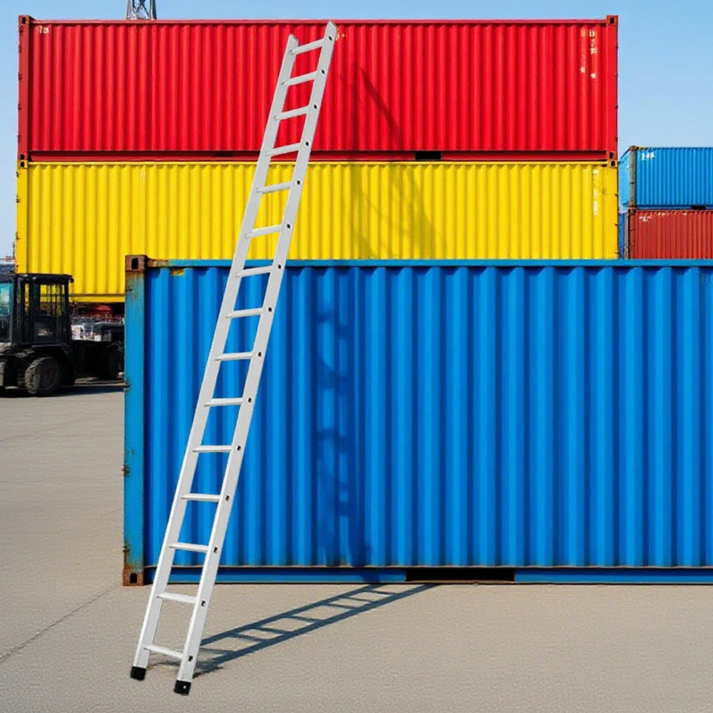 GROVIA 4m/5m/6m Aluminum Alloy Ladder - 9cm Slim Design, Triangular Support, Non-Slip Feet