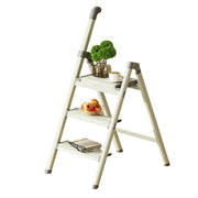GROVIA LIVARA 3-Step Folding Ladder - Lightweight Aluminium, Space-Saving - Green