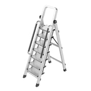 GROVIA 7/8/9 Step Aluminum Alloy Folding Ladder with Handrails, Anti-Slip Design, Extra-Wide Pedals, Durable