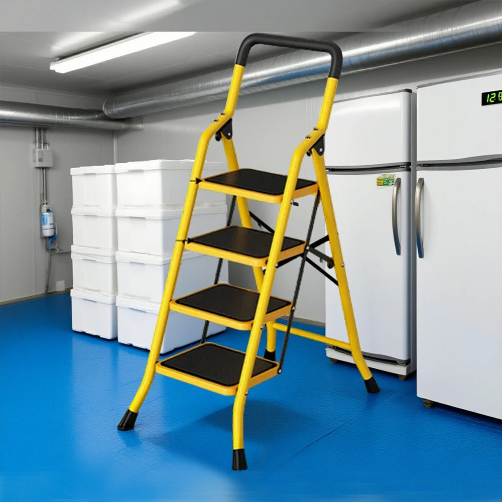 GROVIA 4/5/6 Step Folding Ladder, Aerospace-Grade Aluminum, Anti-Slip Extra-Wide Pedals, Rustproof & Durable Design