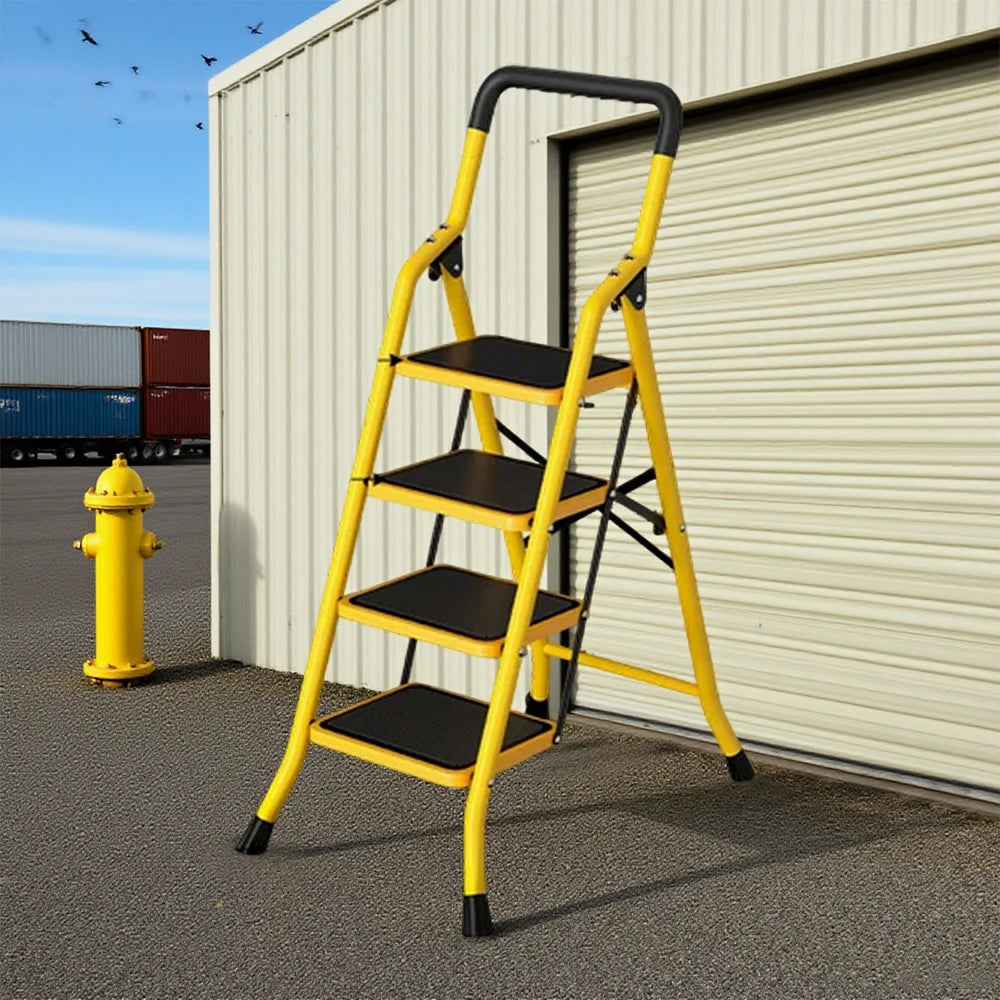 GROVIA 4/5/6 Step Folding Ladder, Aerospace-Grade Aluminum, Anti-Slip Extra-Wide Pedals, Rustproof & Durable Design