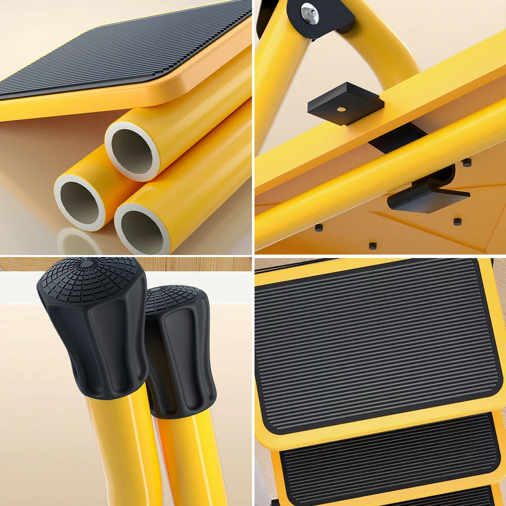 GROVIA 4/5/6 Step Folding Ladder, Aerospace-Grade Aluminum, Anti-Slip Extra-Wide Pedals, Rustproof & Durable Design