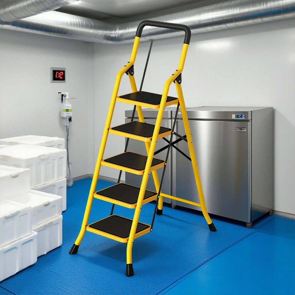 GROVIA 4/5/6 Step Folding Ladder, Aerospace-Grade Aluminum, Anti-Slip Extra-Wide Pedals, Rustproof & Durable Design