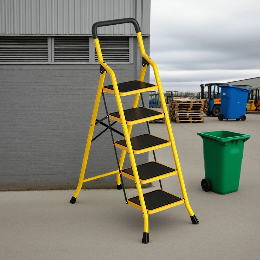 GROVIA 4/5/6 Step Folding Ladder, Aerospace-Grade Aluminum, Anti-Slip Extra-Wide Pedals, Rustproof & Durable Design
