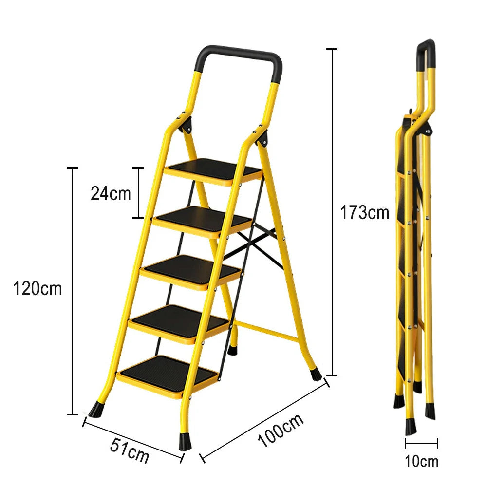 GROVIA 4/5/6 Step Folding Ladder, Aerospace-Grade Aluminum, Anti-Slip Extra-Wide Pedals, Rustproof & Durable Design