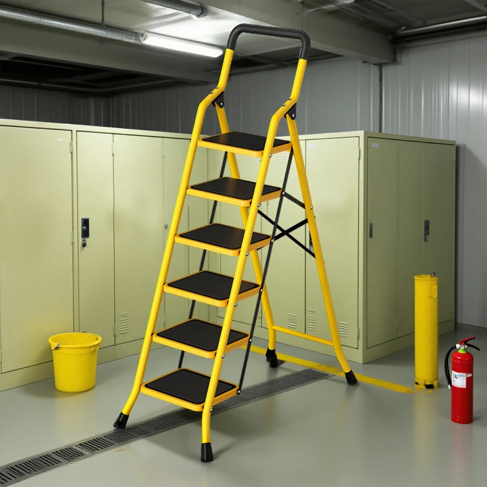 GROVIA 4/5/6 Step Folding Ladder, Aerospace-Grade Aluminum, Anti-Slip Extra-Wide Pedals, Rustproof & Durable Design