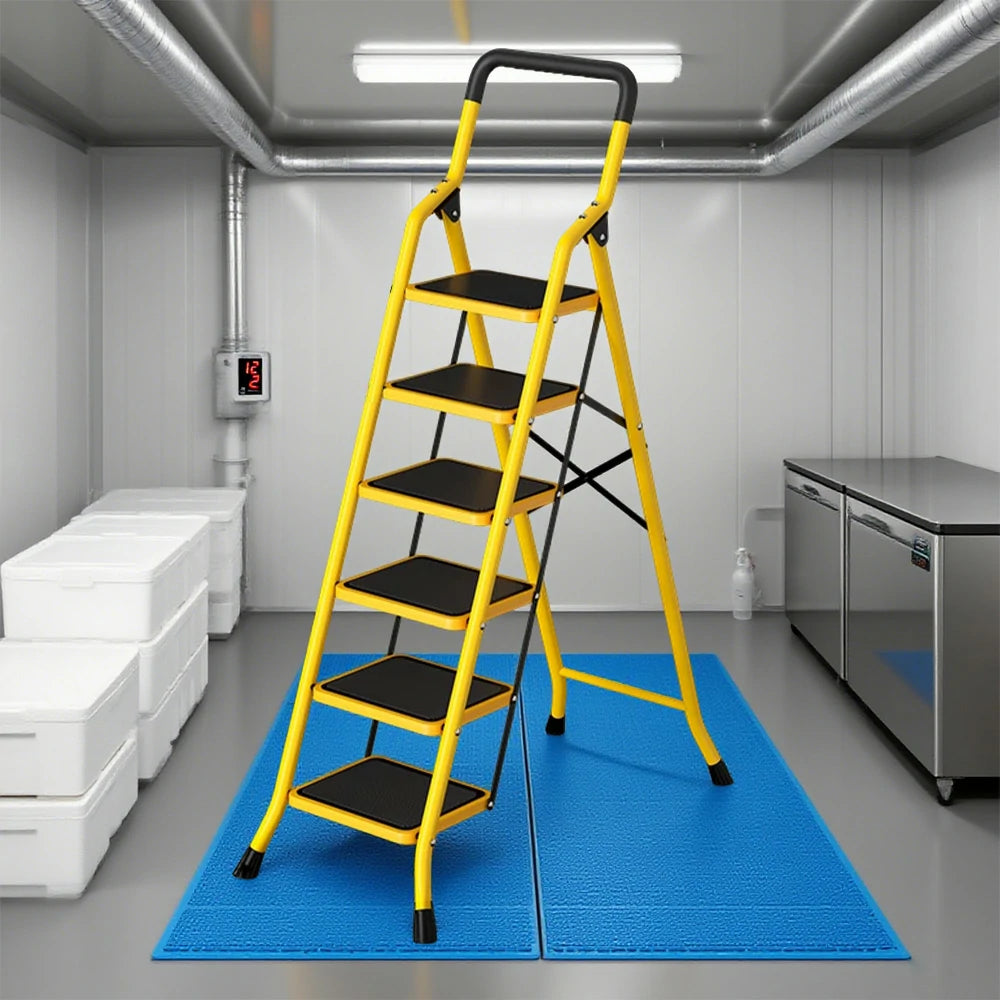 GROVIA 4/5/6 Step Folding Ladder, Aerospace-Grade Aluminum, Anti-Slip Extra-Wide Pedals, Rustproof & Durable Design
