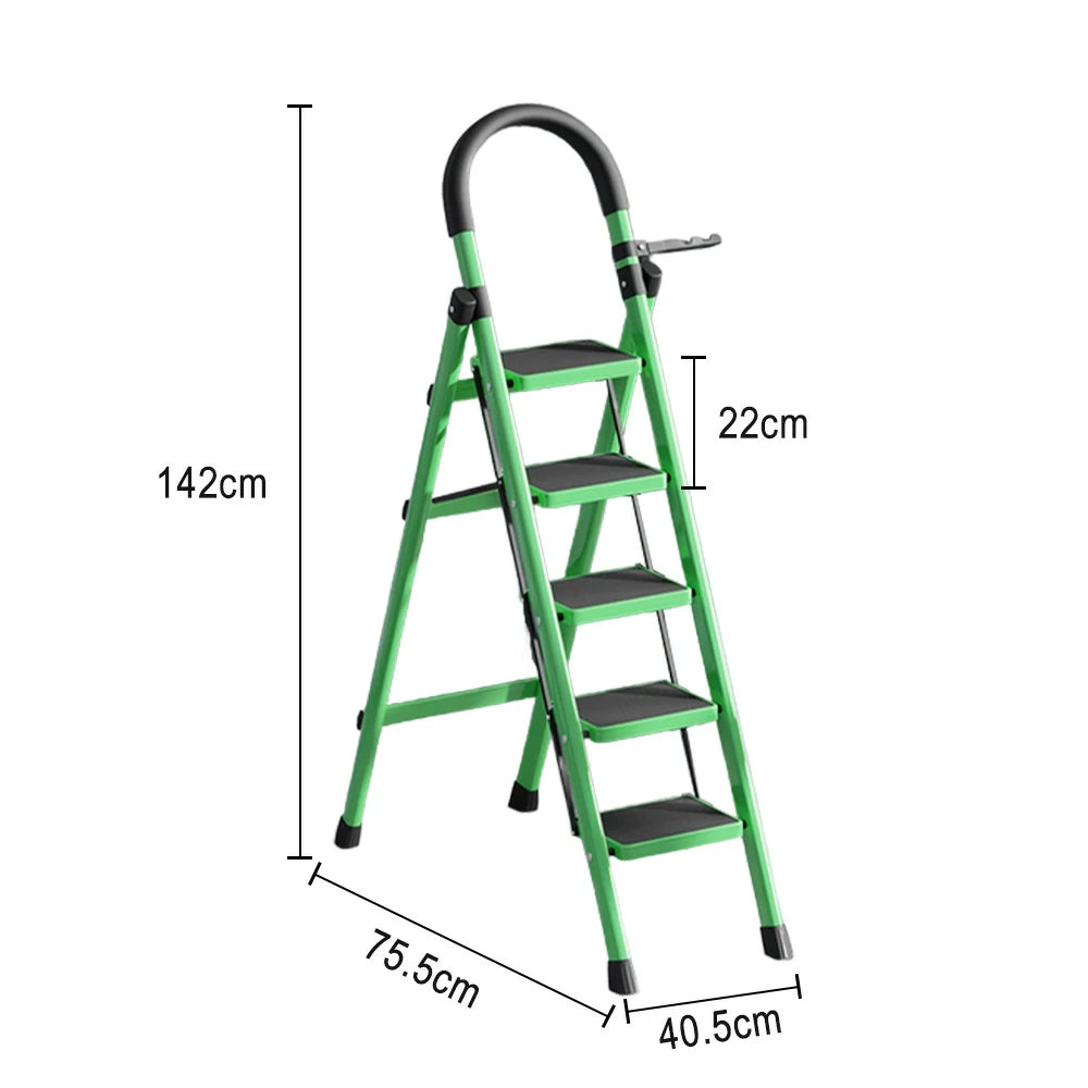 GROVIA 5/6 Step Lightweight Aluminum Alloy Ladder, Extra-Wide Pedals - Green