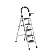 GROVIA 5/6 Step Lightweight Aluminum Alloy Ladder, Extra-Wide Pedals - White