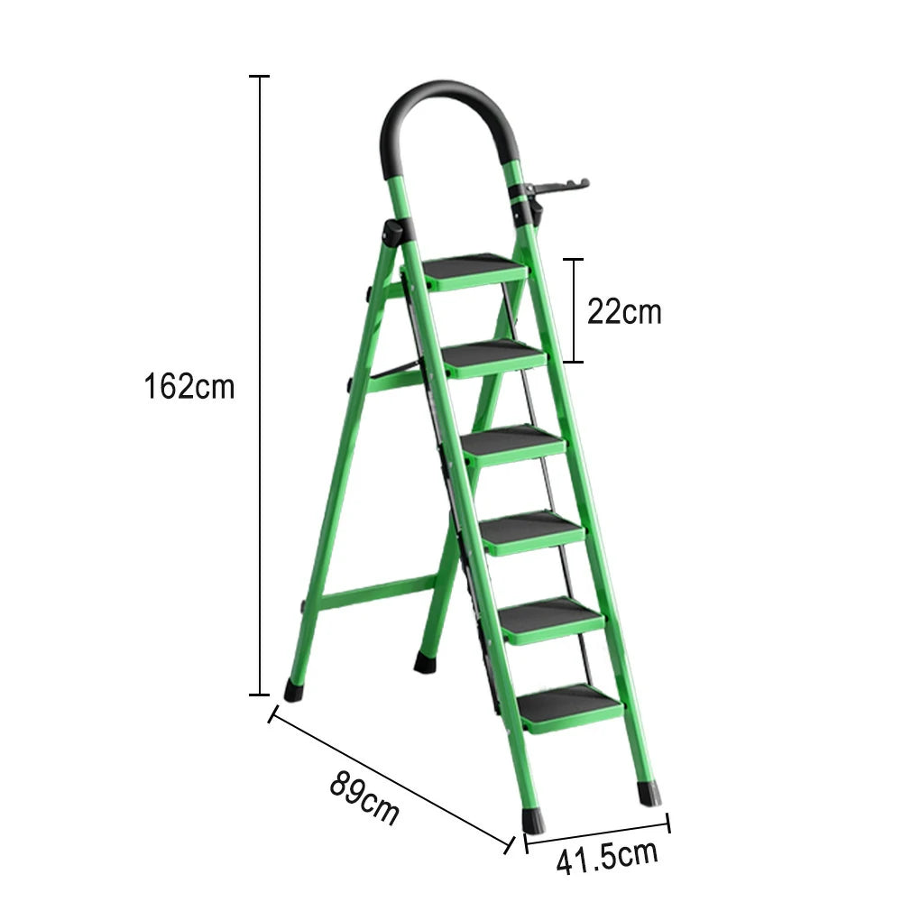 GROVIA 5/6 Step Lightweight Aluminum Alloy Ladder, Extra-Wide Pedals - Green