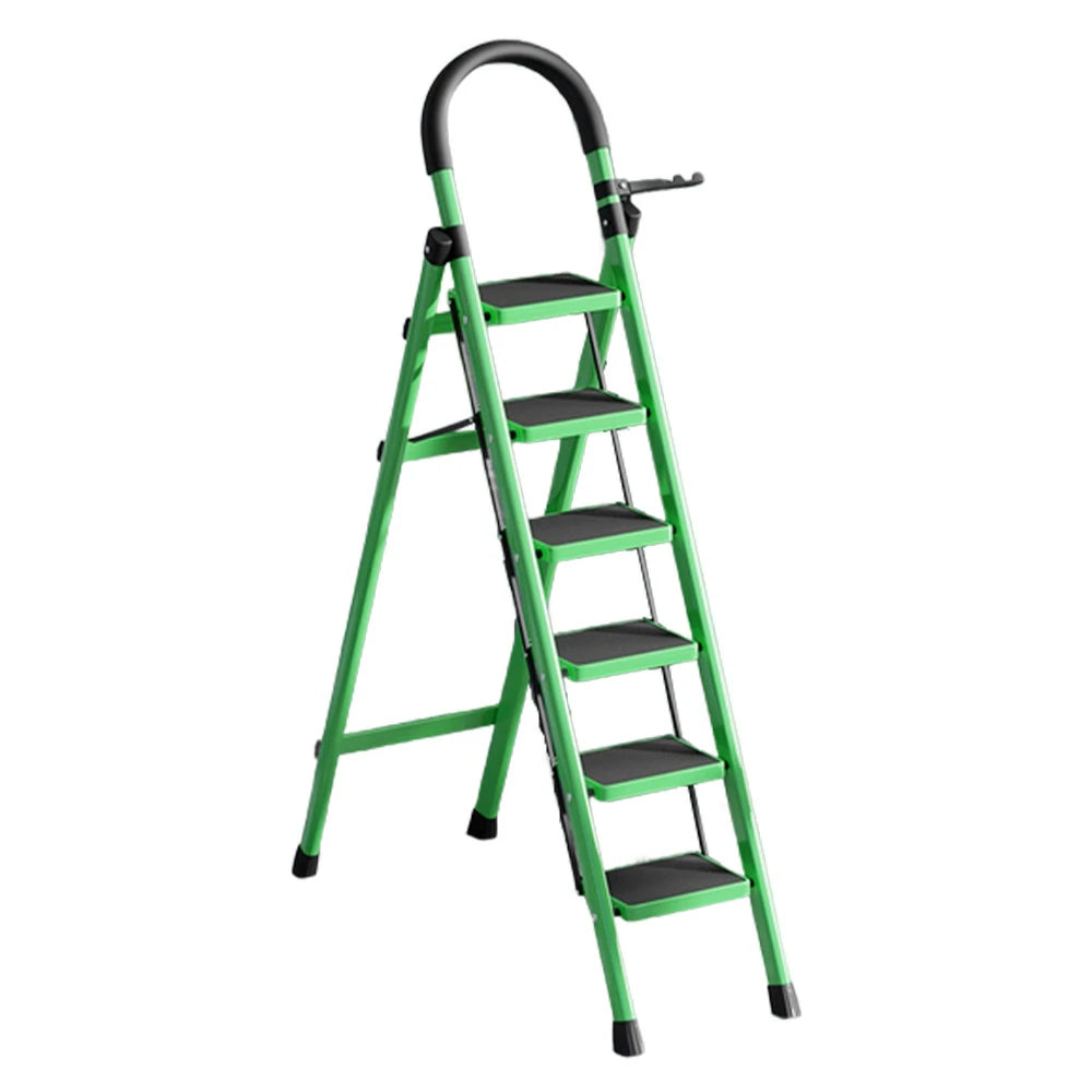 GROVIA 5/6 Step Lightweight Aluminum Alloy Ladder, Extra-Wide Pedals - Green