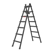 GROVIA 7/8/9-Step Carbon Steel Walking Ladder - Built-in Canvas Tool Bag, Stable Structure - Black