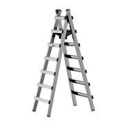 GROVIA 7/8/9-Step Stainless Steel Walking Ladder - Built-in Canvas Tool Bag, Stable Design