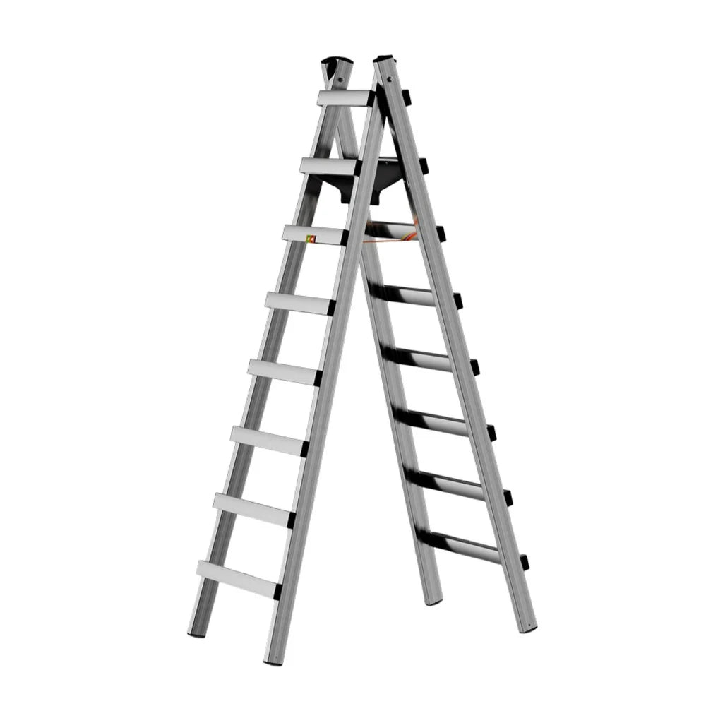 GROVIA 7/8/9-Step Stainless Steel Walking Ladder - Built-in Canvas Tool Bag, Stable Design