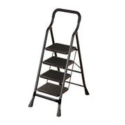 GROVIA 4/5/6-Step Carbon Steel Folding Ladder - 7cm Slim Design, 26cm Wide Non-Slip Pedal, Anti-Slip Feet - Black