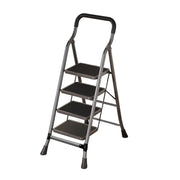 GROVIA 4/5/6-Step Carbon Steel Folding Ladder - 7cm Slim Design, 26cm Wide Non-Slip Pedal, Anti-Slip Feet - Gray