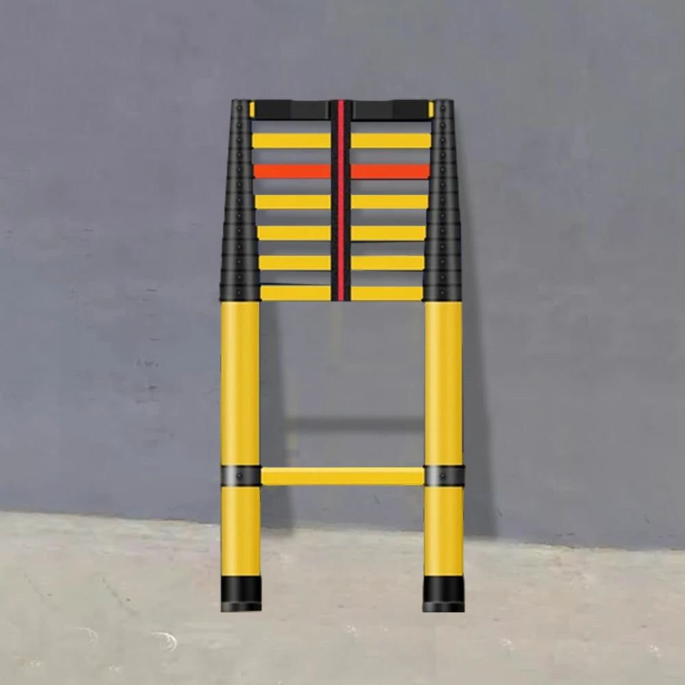 GROVIA 3m/4m/5m Fiberglass Retractable Insulated Ladder – 150kg Capacity, Anti-Slip Pedals, Foldable 6.85cm Design