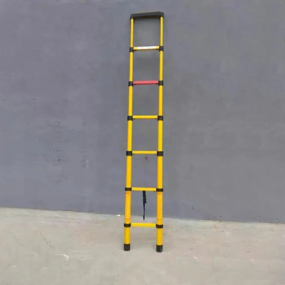 GROVIA 3m/4m/5m Fiberglass Retractable Insulated Ladder – 150kg Capacity, Anti-Slip Pedals, Foldable 6.85cm Design