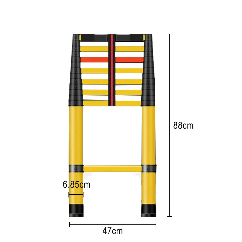 GROVIA 3m/4m/5m Fiberglass Retractable Insulated Ladder – 150kg Capacity, Anti-Slip Pedals, Foldable 6.85cm Design