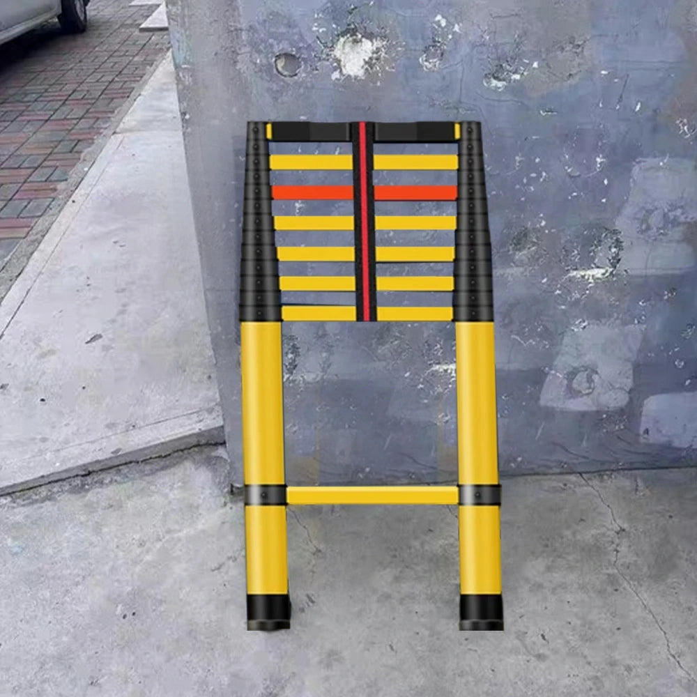 GROVIA 3m/4m/5m Fiberglass Retractable Insulated Ladder – 150kg Capacity, Anti-Slip Pedals, Foldable 6.85cm Design