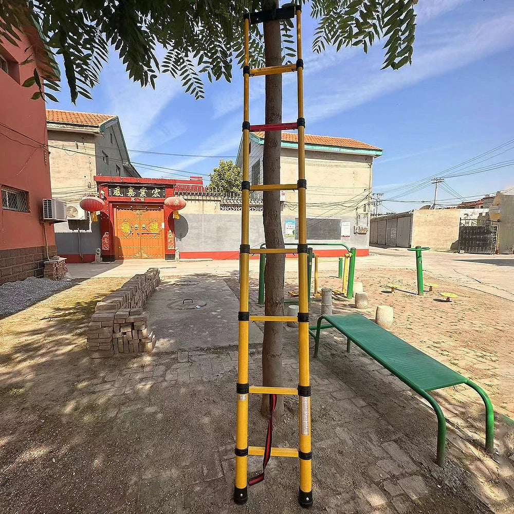 GROVIA 3m/4m/5m Fiberglass Retractable Insulated Ladder – 150kg Capacity, Anti-Slip Pedals, Foldable 6.85cm Design