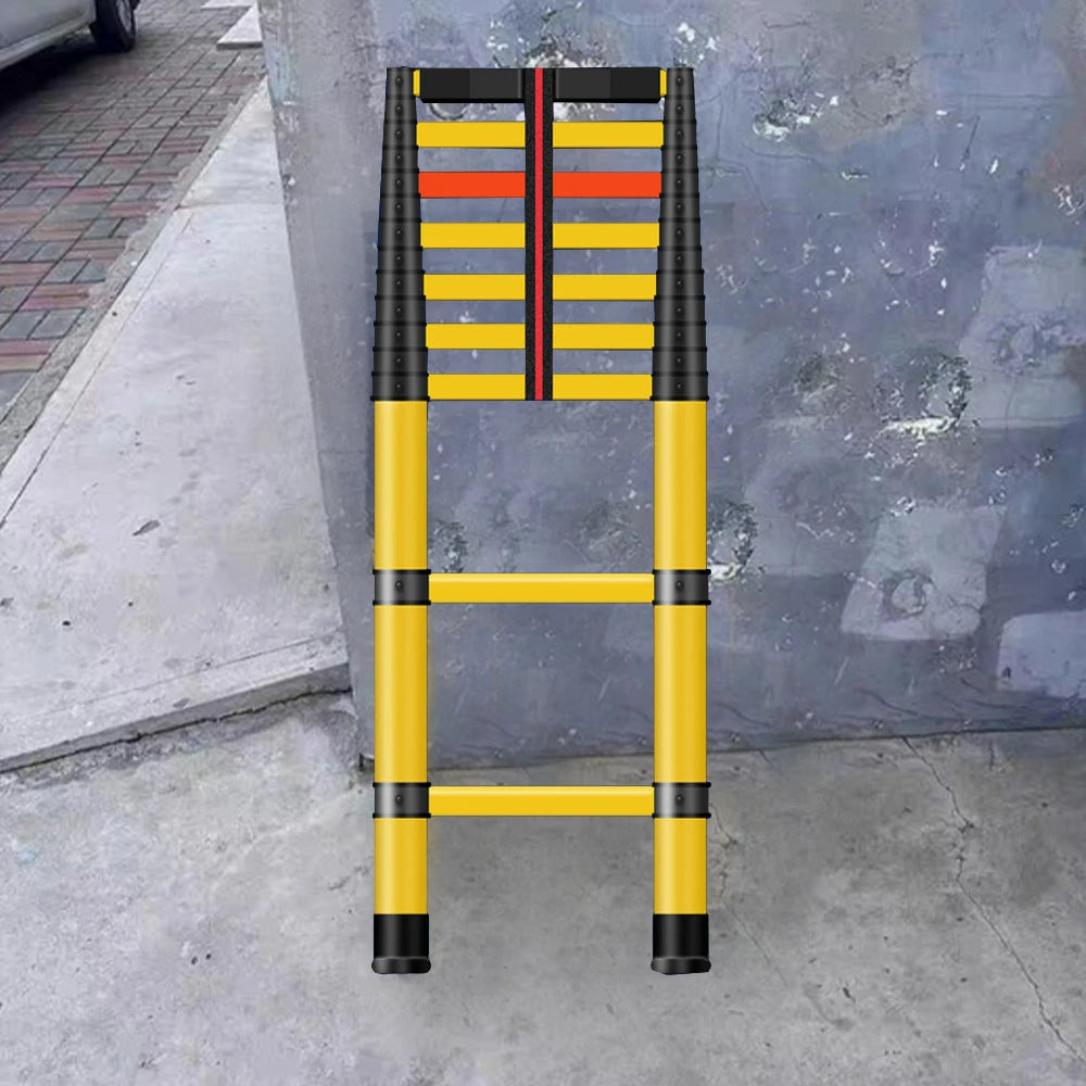 GROVIA 3m/4m/5m Fiberglass Retractable Insulated Ladder – 150kg Capacity, Anti-Slip Pedals, Foldable 6.85cm Design